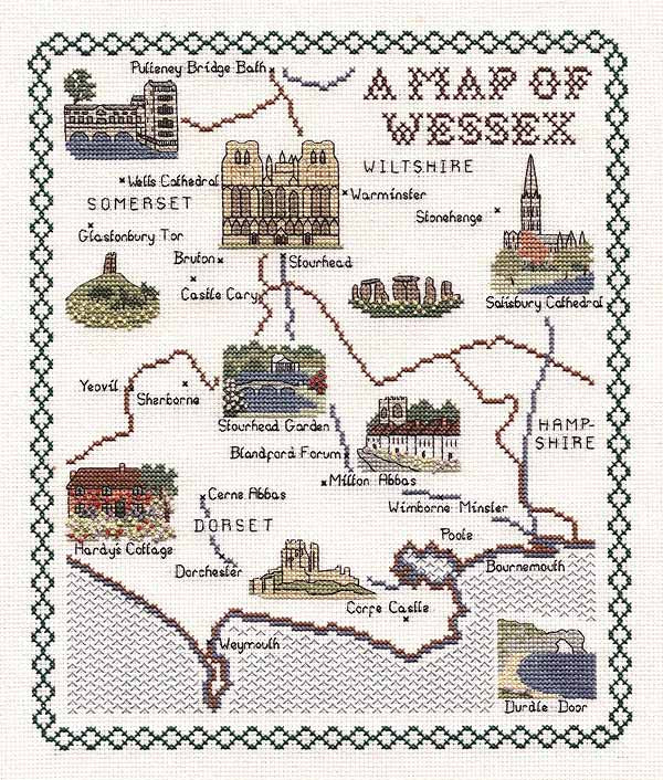 Wessex Map Cross Stitch Kit by Classic Embroidery