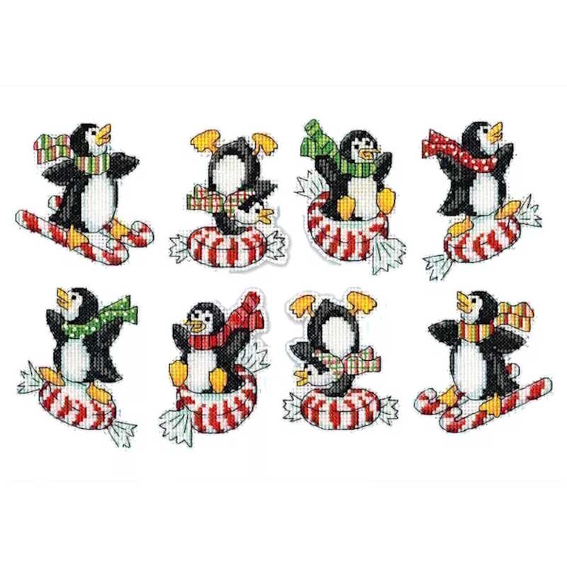 Peppermint Penguins Cross Stitch Kit by Design Works