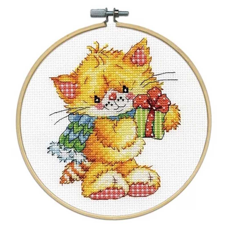 Cat and Gift Cross Stitch Kit by Design Works