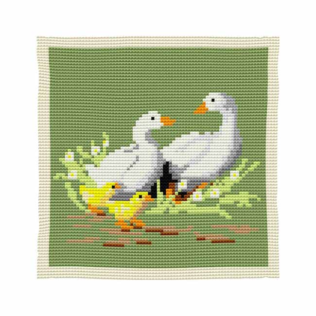 Geese Printed Cross Stitch Kit by Brigantia Needlework