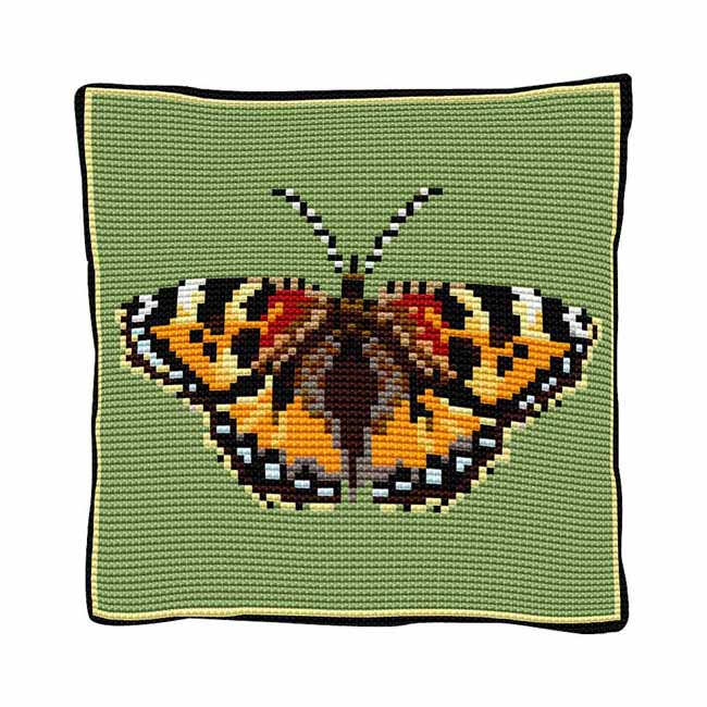 Tortoiseshell Butterfly Printed Cross Stitch Kit by Brigantia Needlework