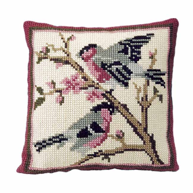 Bullfinches Printed Cross Stitch Kit by Brigantia Needlework