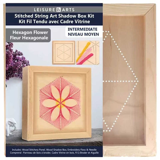 Hexagon Flower Shadow Box Wood Stitchery Kit By Leisure Arts