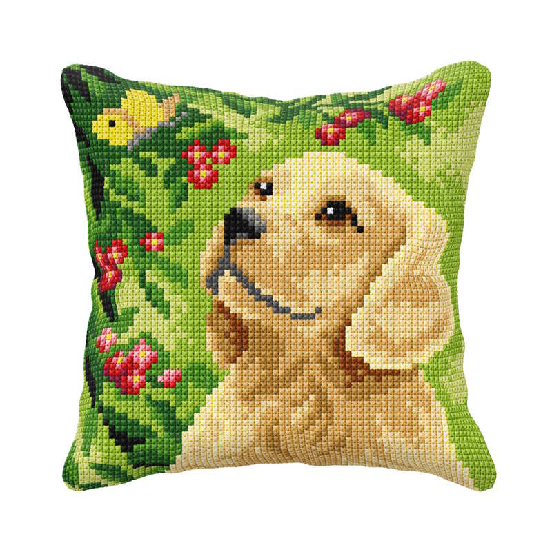 Dog Printed Cross Stitch Cushion Kit by Orchidea