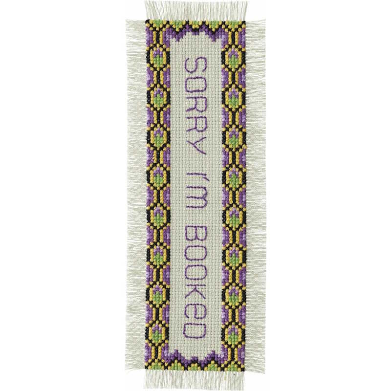Sorry I'm Booked Bookmark Cross Stitch Kit By Permin