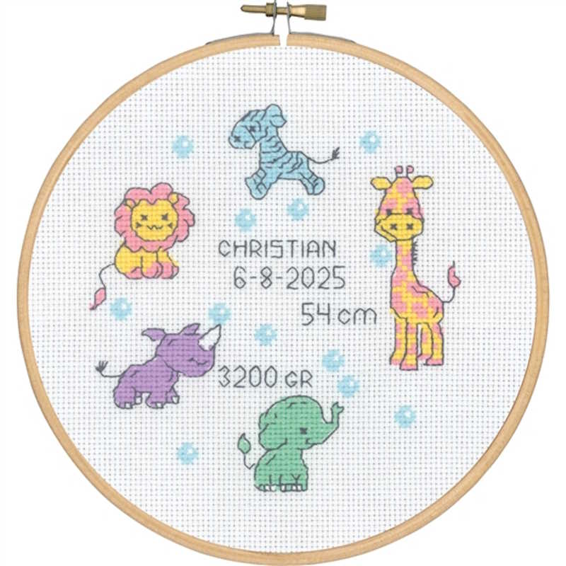 Baby Boy Birth Sampler Cross Stitch Kit by Permin