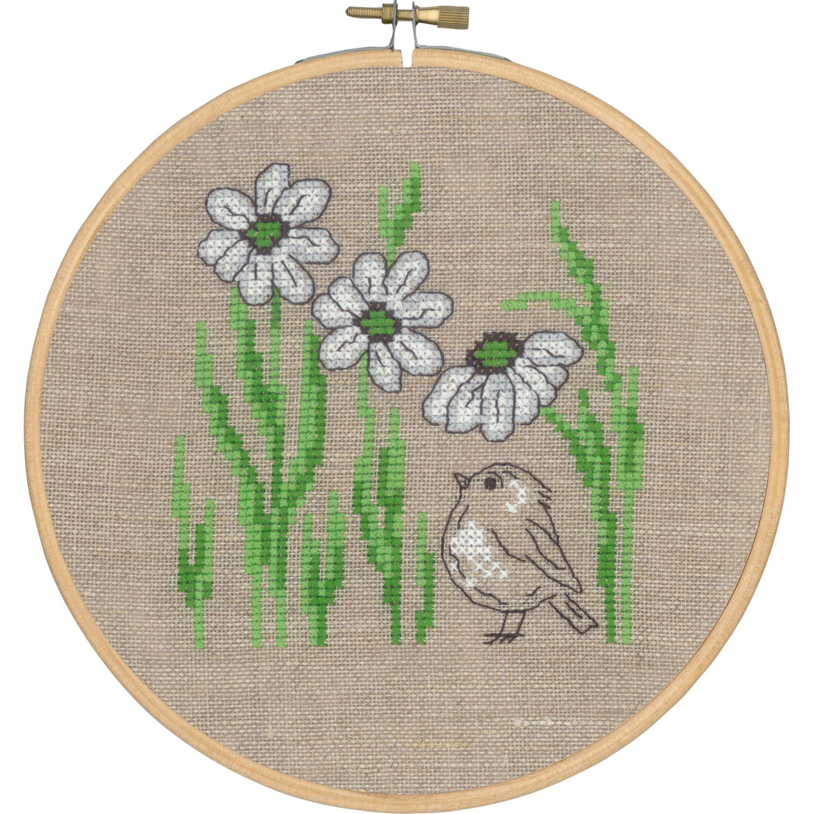 Bird and White Flowers Cross Stitch Kit by Permin