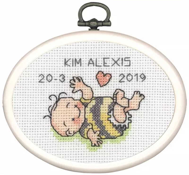 New Baby Mini Birth Sampler Cross Stitch Kit by Permin