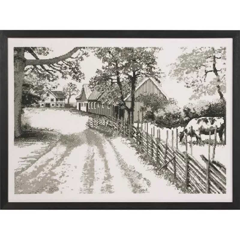 Monochrome Farm Cross Stitch Kit by Permin