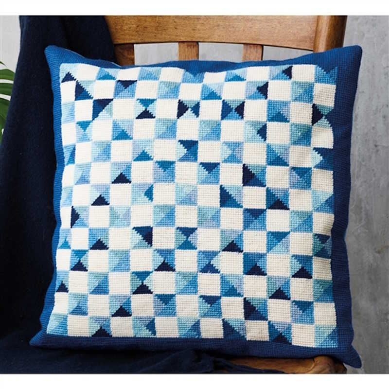 Blue Windows Cushion Cross Stitch Kit by Permin