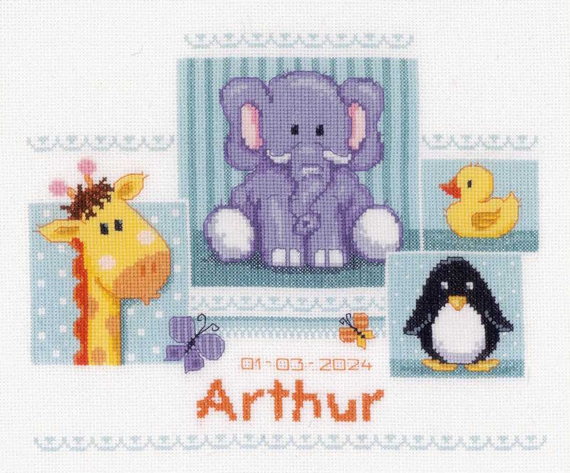 Baby Animals Birth Sampler Cross Stitch Kit By Vervaco