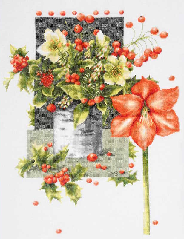 Holly Jolly Amaryllis Cross Stitch Kit By Lanarte
