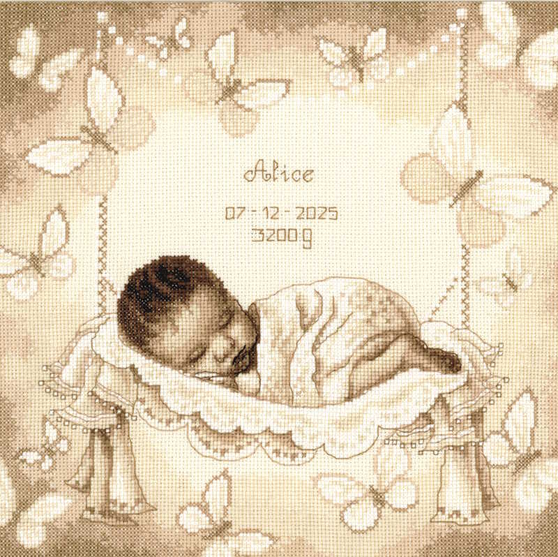 Baby Hammock Birth Sampler Cross Stitch Kit By Vervaco