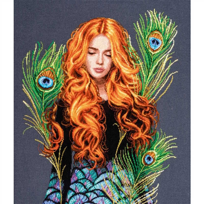 The Peacock's Muse Cross Stitch Kit By Lanarte