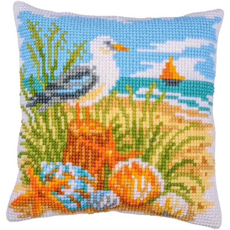 Ocean Breeze Printed Cross Stitch Cushion Kit by Vervaco