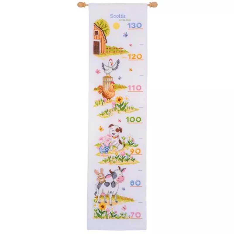 Farm Animals Height Chart Cross Stitch Kit By Vervaco