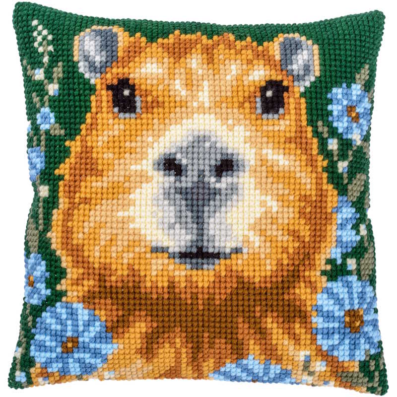 Capybara Printed Cross Stitch Cushion Kit by Vervaco