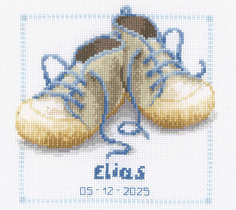 Shoes with Laces Birth Sampler Cross Stitch Kit By Vervaco