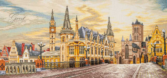 City View of Ghent Cross Stitch Kit By Lanarte