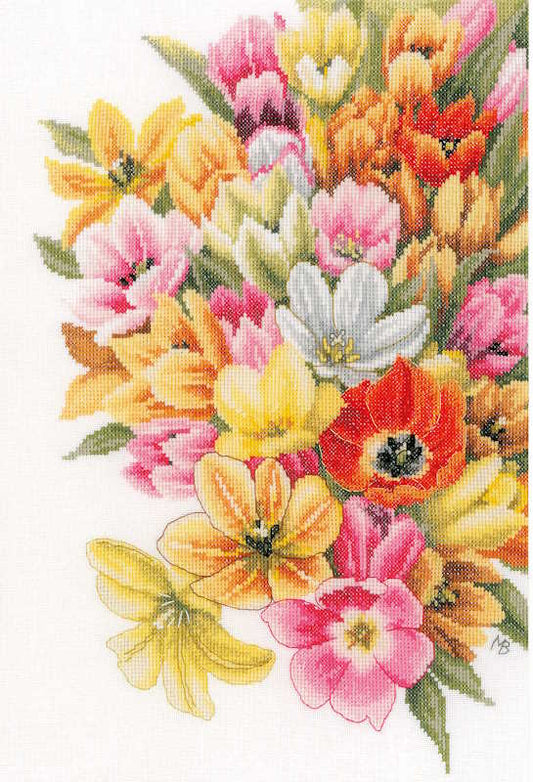 Cover Me in Tulips Cross Stitch Kit By Lanarte