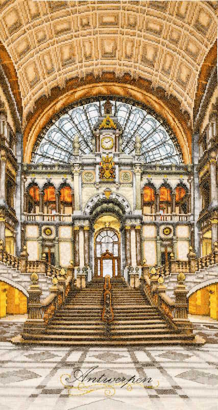 Antwerp Central Station Cross Stitch Kit By Lanarte