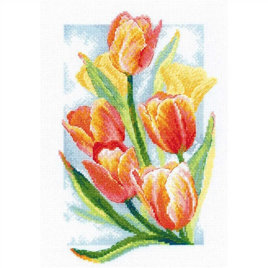 Spring Glow Tulips Cross Stitch Kit By RIOLIS