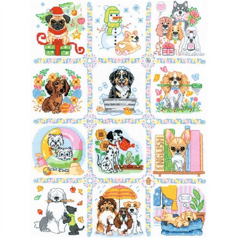 Dog Calendar Cross Stitch Kit By RIOLIS