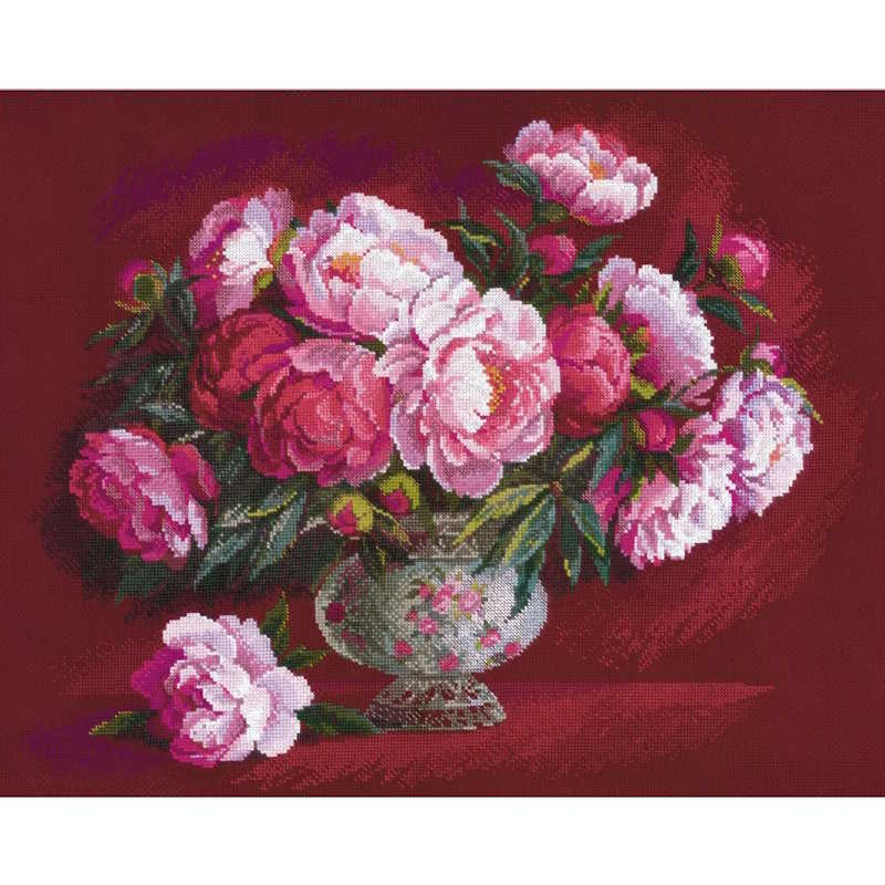 Luxurious Peonies Cross Stitch Kit By RIOLIS