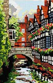 Weavers Cottages, Canterbury Tapestry Kit by Brigantia Needlework