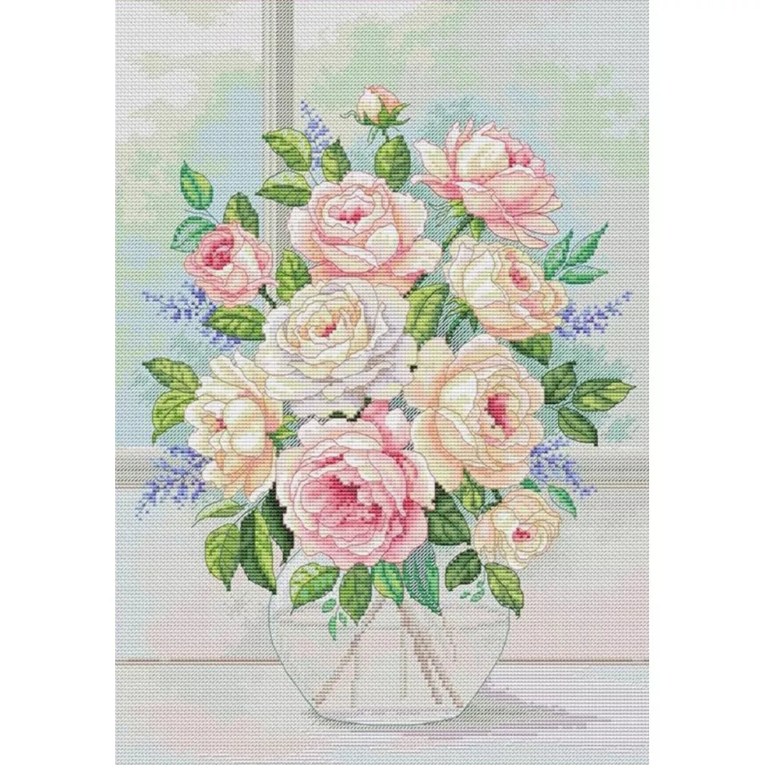 Roses in a Vase Cross Stitch Kit By VDV