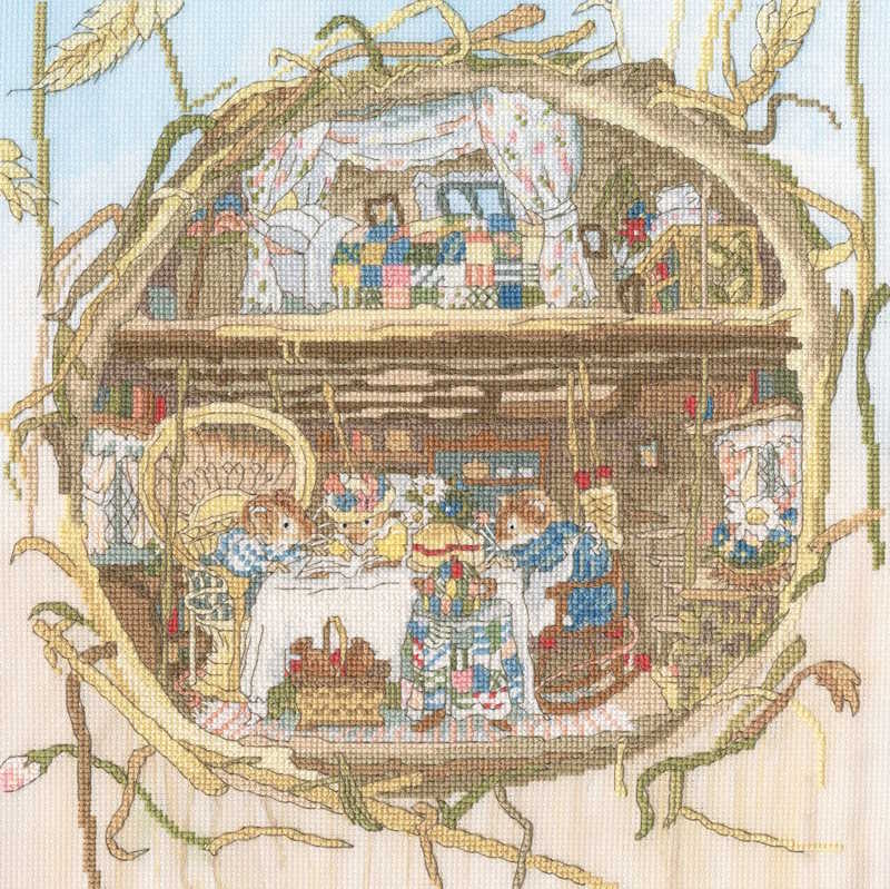 Tea with the Harvest Mice Cross Stitch Kit By Bothy Threads