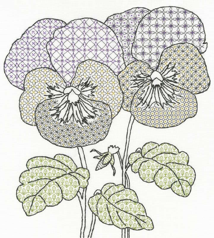 Pansies Blackwork Kit By Bothy Threads