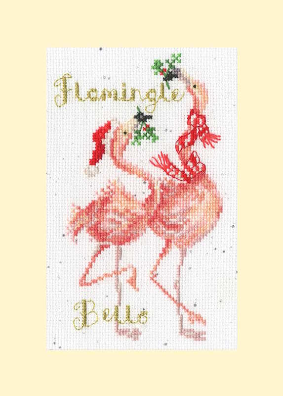 Flamingle Bells Cross Stitch Christmas Card Kit by Bothy Threads