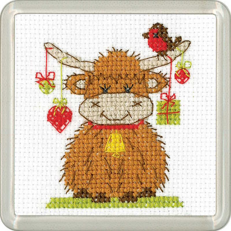 Highland Heart Cross Stitch Coaster Kit by Heritage Crafts