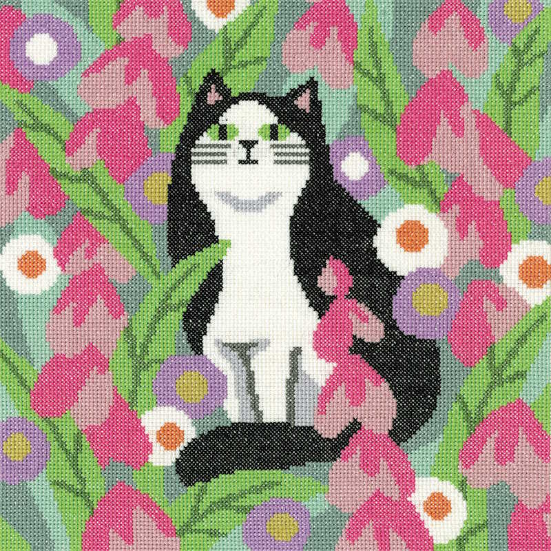 Black and White Cat Cross Stitch Kit by Heritage Crafts