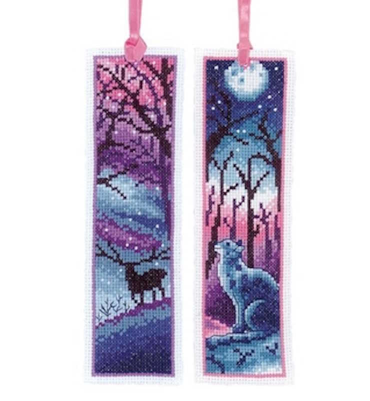 Cat and Deer Bookmark Cross Stitch Kit By Vervaco