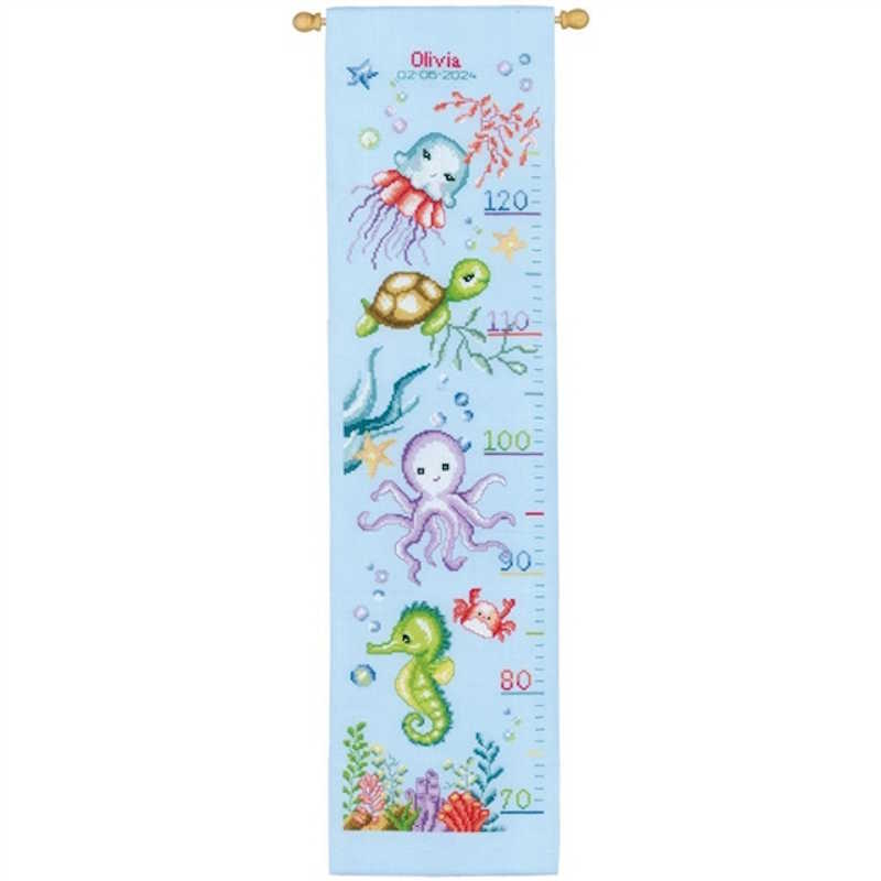 Sea Animals Height Chart Cross Stitch Kit By Vervaco