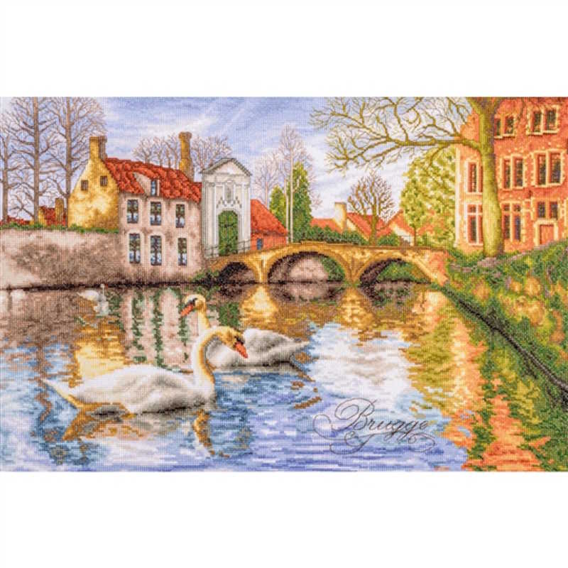 Swans of Bruges Cross Stitch Kit By Lanarte