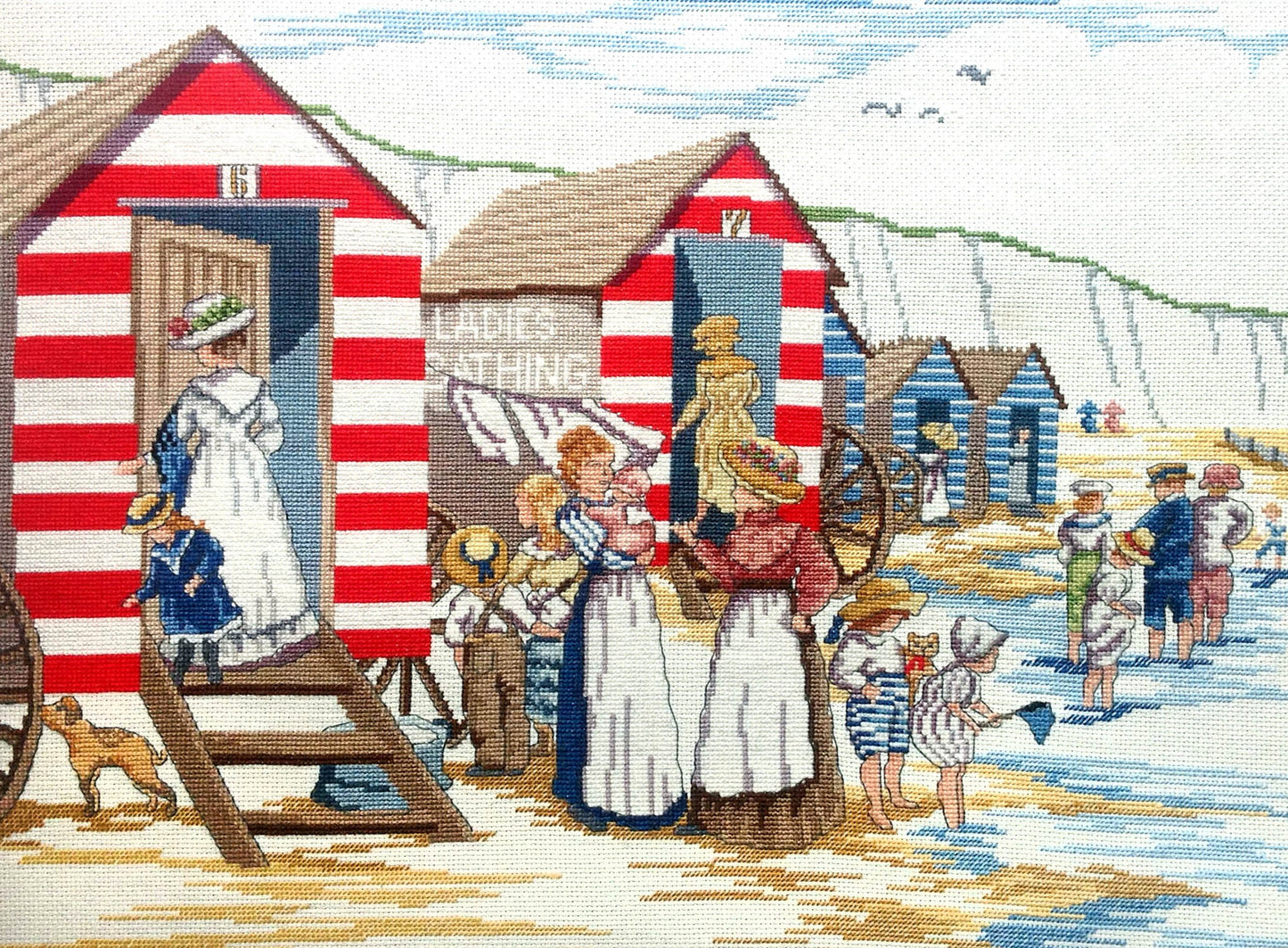 Ladies Bathing Huts All Our Yesterdays Cross Stitch Kit by Faye Whittaker