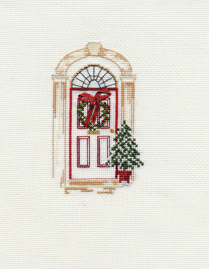 Christmas Door Cross Stitch Christmas Card Kit by Derwentwater Designs