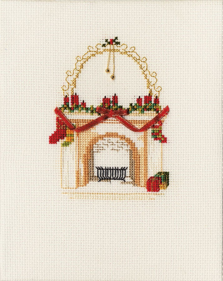 Christmas Fireplace Cross Stitch Christmas Card Kit by Derwentwater Designs