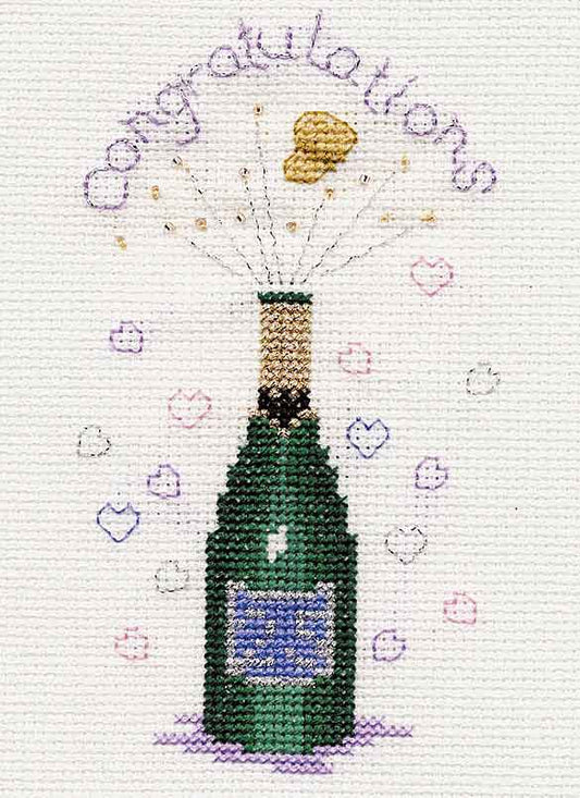 Champagne Cross Stitch Card Kit by Derwentwater Designs
