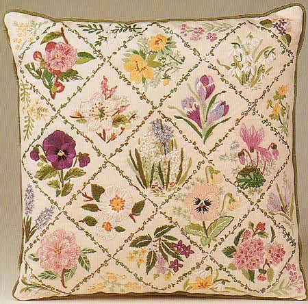 Winter Trellis Embroidery Cushion Front Kit by Design Perfection