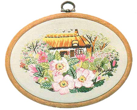 Rose Cottage Embroidery Kit by Design Perfection