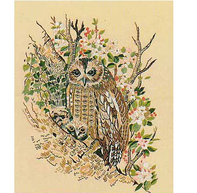 Tawny Owls Embroidery Kit by Design Perfection