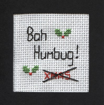 Bah Humbug Cross Stitch Christmas Card Kit by September Cottage Crafts