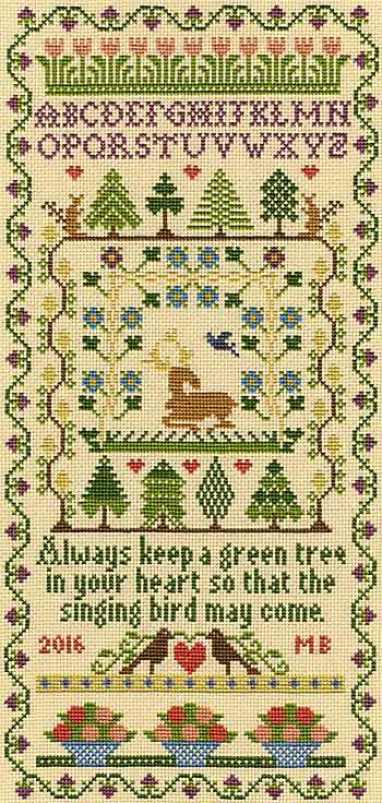 Green Tree Sampler Cross Stitch Kit By Bothy Threads