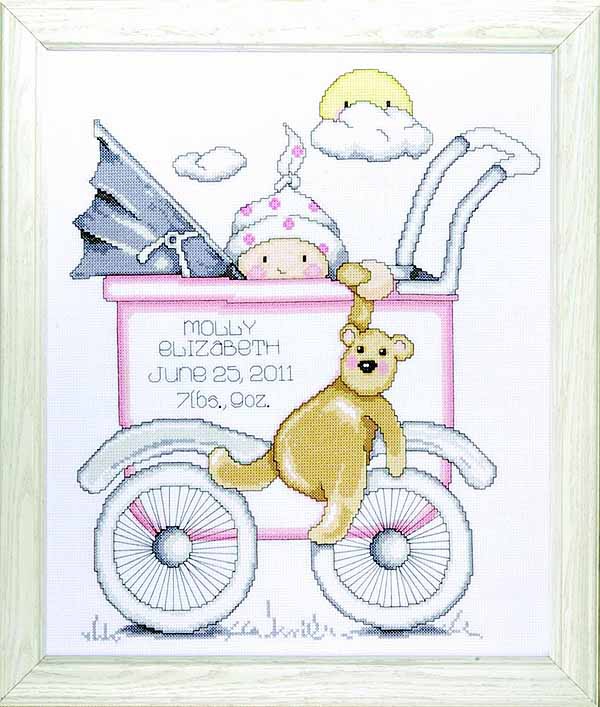 Buggy Girl Birth Sampler Cross Stitch Kit By Design Works