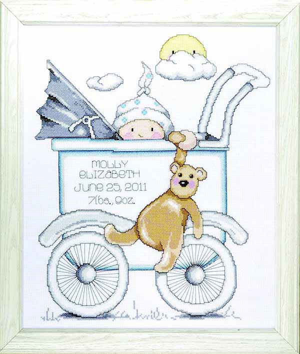 Buggy Boy Birth Sampler Cross Stitch Kit By Design Works