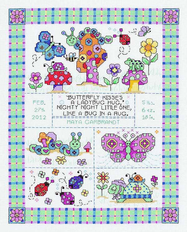 Bug in a Rug Birth Sampler Cross Stitch Kit by Janlynn